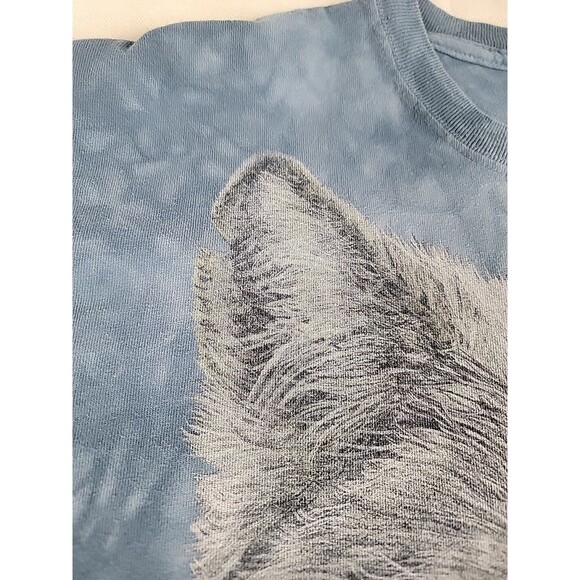 The Mountain Wolf Moon Shirt Mens L Tie Dye Blue Nature Woods Animal Fierce EUC - Picture 4 of 12